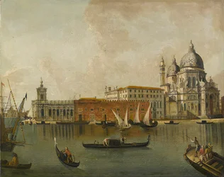 Uitzicht op de Dogana en Santa Maria della Salute in Venetië